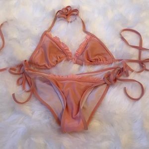 Peach frilly bikini